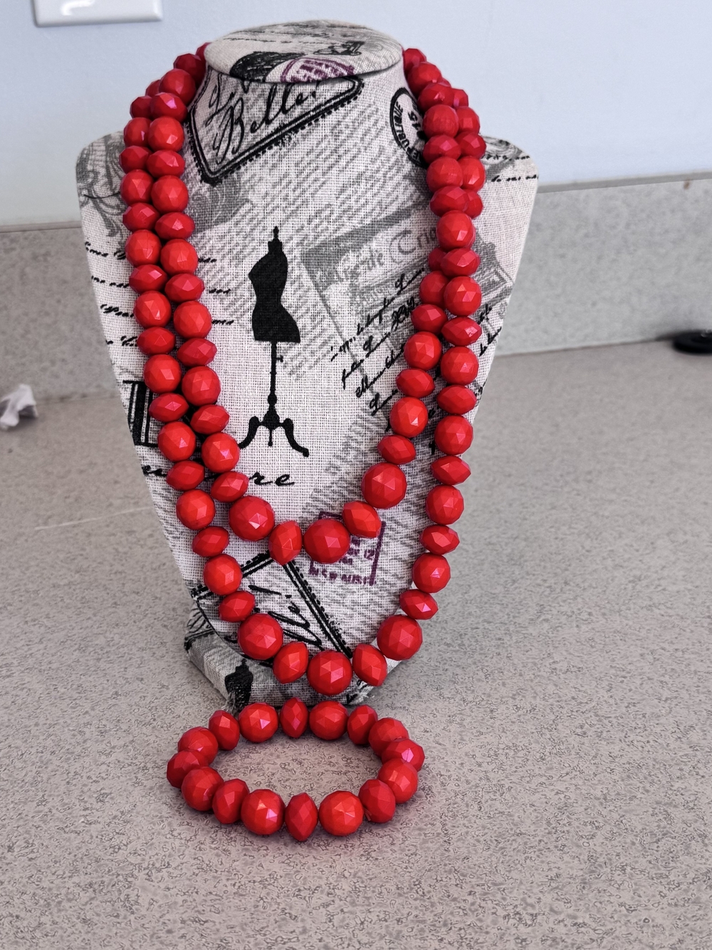 Bold Orange Beaded Necklace and Bracelet Set - Women's Jewelry